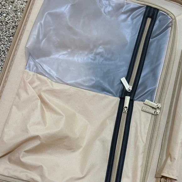 BEIS Hard Shell Suitcase carry on roller in beige/black $268+tax = $290 - Picture 8 of 17